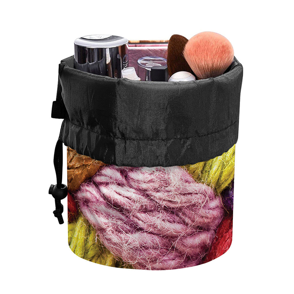 Colorful Wool Yarns Print Drawstring Makeup Bag
