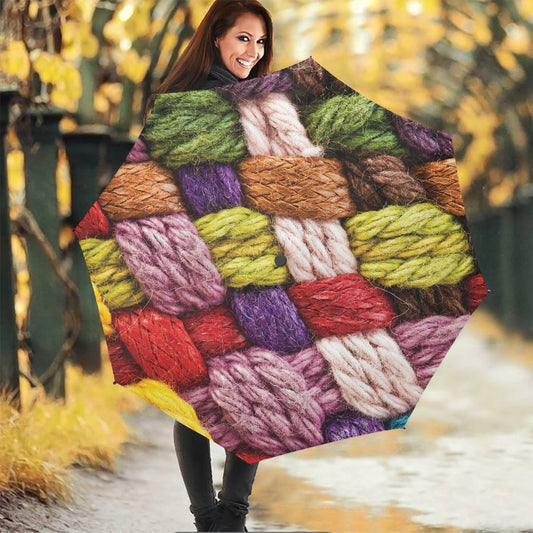 Colorful Wool Yarns Print Foldable Umbrella