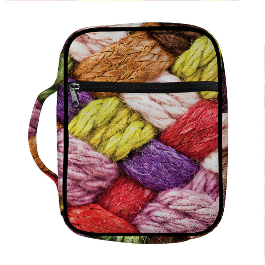 Colorful Wool Yarns Print Front Pocket Bible Bag