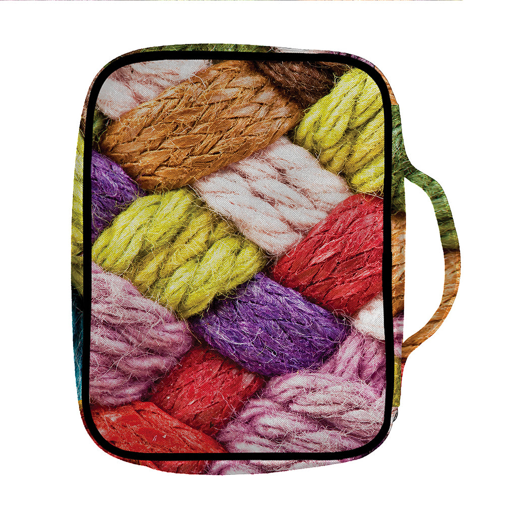 Colorful Wool Yarns Print Front Pocket Bible Bag