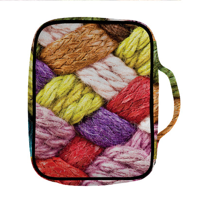 Colorful Wool Yarns Print Front Pocket Bible Bag