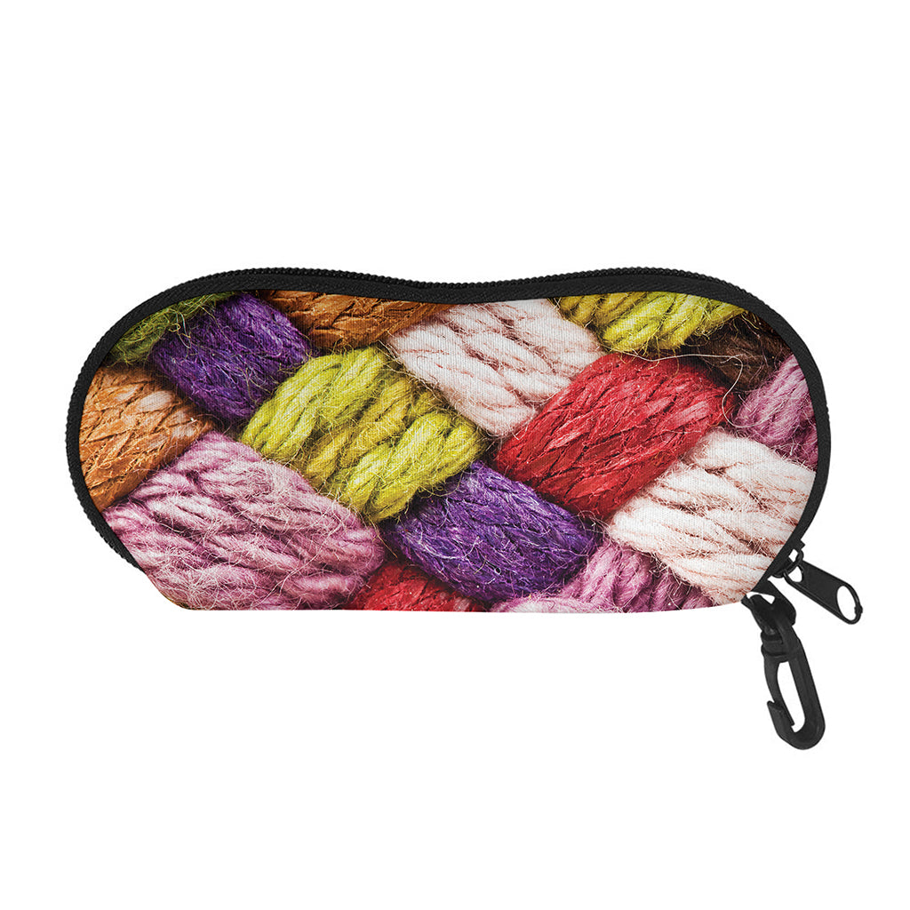 Colorful Wool Yarns Print Glasses Case
