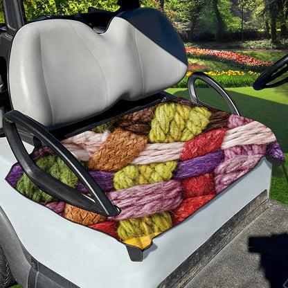 Colorful Wool Yarns Print Golf Cart Seat Cover