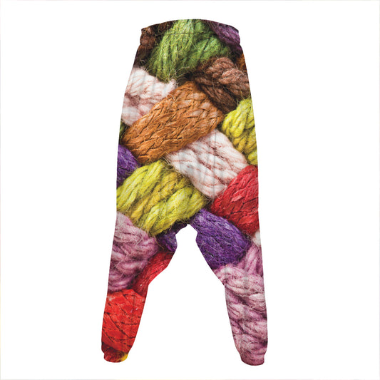 Colorful Wool Yarns Print Hammer Pants