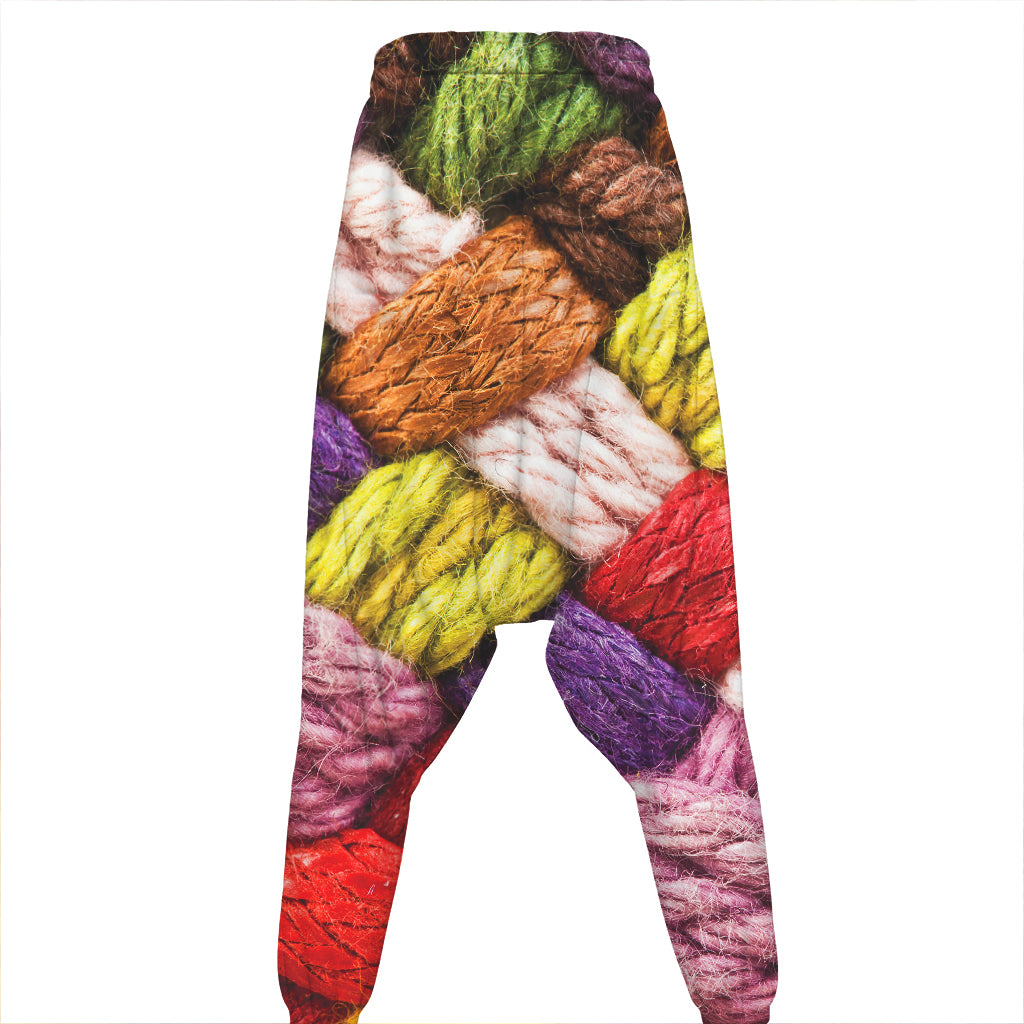 Colorful Wool Yarns Print Hammer Pants