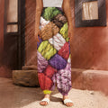 Colorful Wool Yarns Print Harem Pants