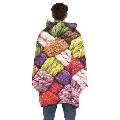 Colorful Wool Yarns Print Hoodie Blanket