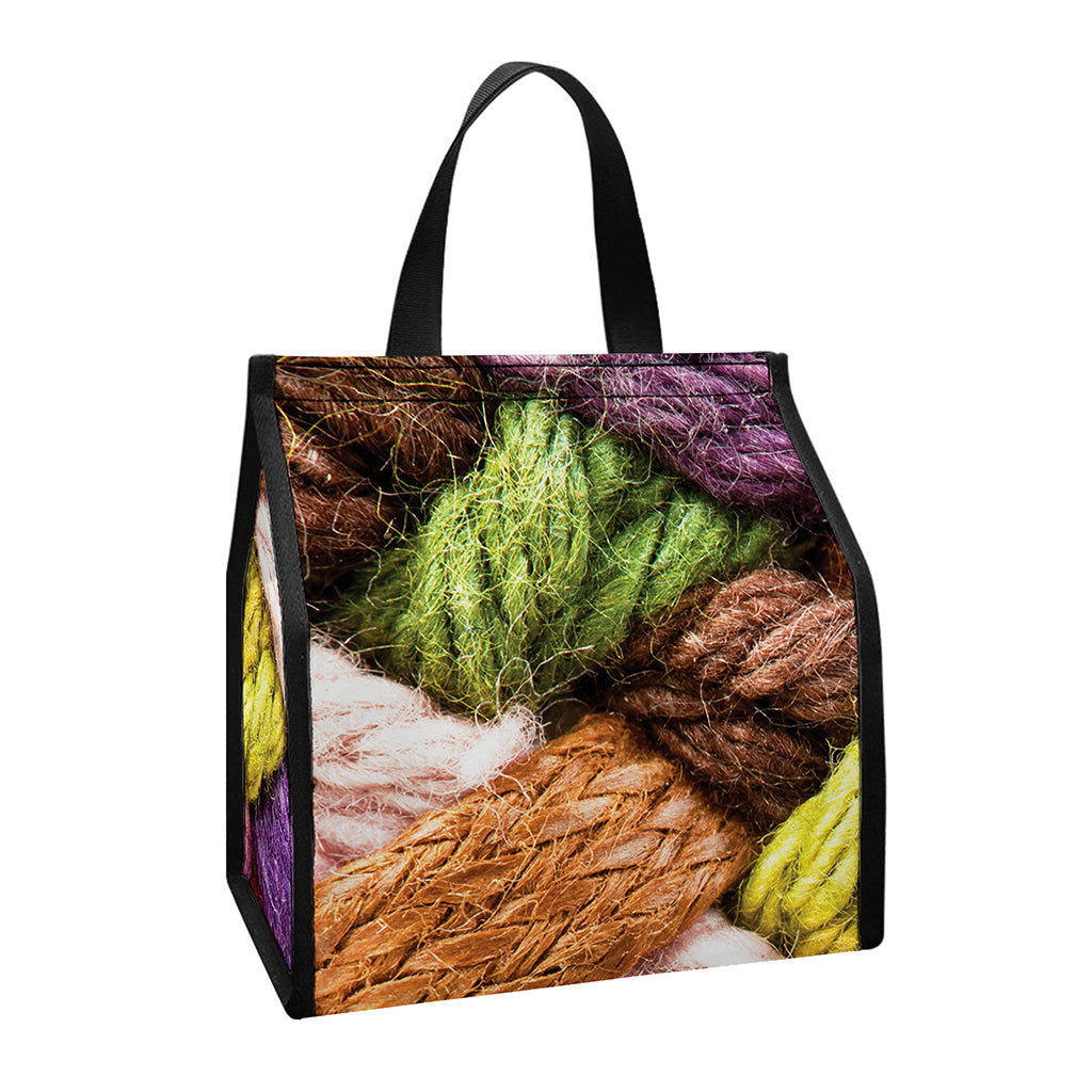 Colorful Wool Yarns Print Insulated Lunch Tote