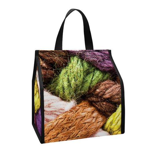 Colorful Wool Yarns Print Insulated Lunch Tote