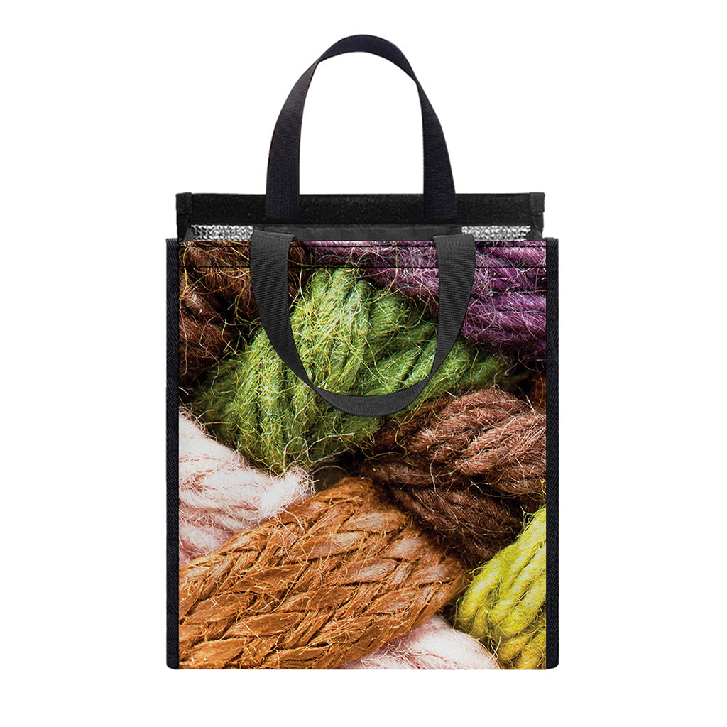 Colorful Wool Yarns Print Insulated Lunch Tote
