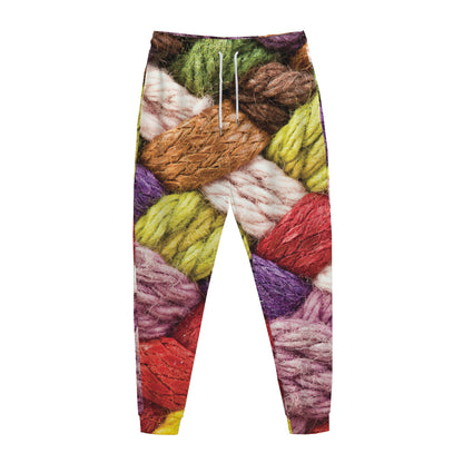 Colorful Wool Yarns Print Jogger Pants