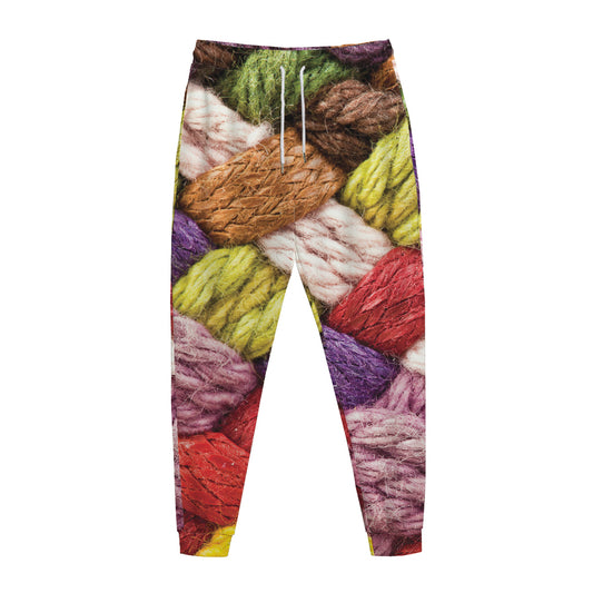 Colorful Wool Yarns Print Jogger Pants