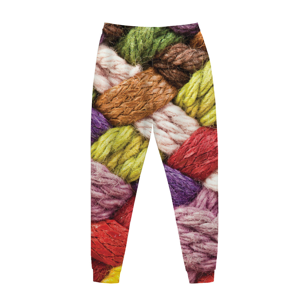 Colorful Wool Yarns Print Jogger Pants
