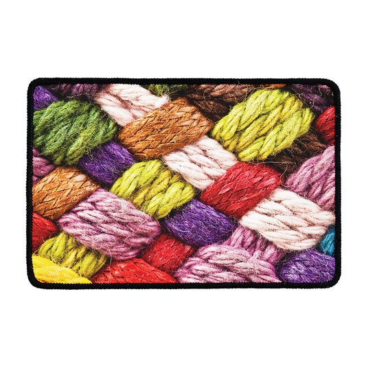 Colorful Wool Yarns Print Kitchen Mat