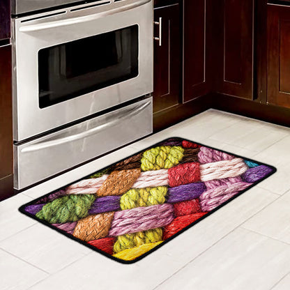 Colorful Wool Yarns Print Kitchen Mat
