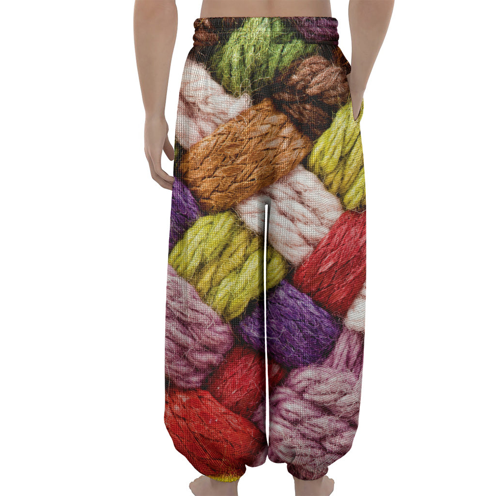 Colorful Wool Yarns Print Lantern Pants