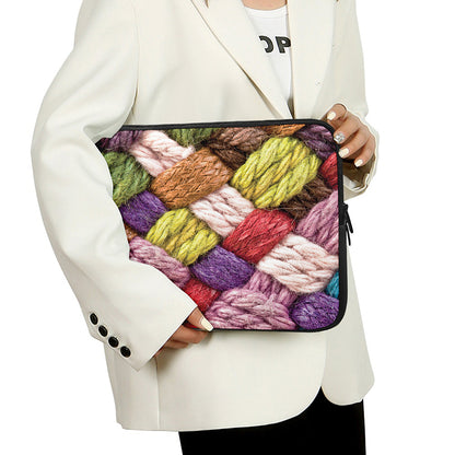 Colorful Wool Yarns Print Laptop Sleeve