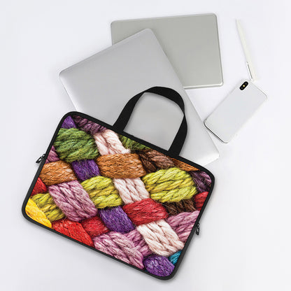 Colorful Wool Yarns Print Laptop Sleeve With Handle