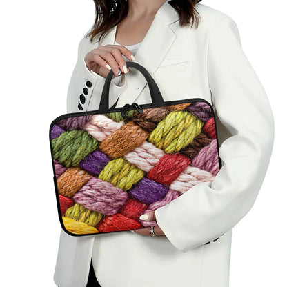 Colorful Wool Yarns Print Laptop Sleeve With Handle