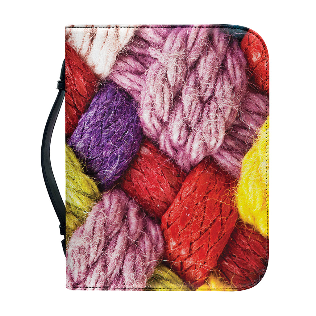 Colorful Wool Yarns Print Leather Bible Cover