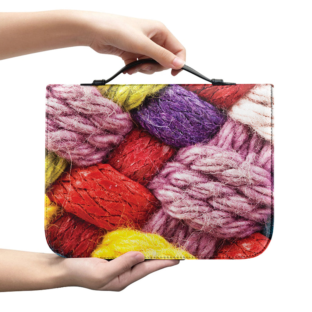 Colorful Wool Yarns Print Leather Bible Cover