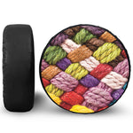 Colorful Wool Yarns Print Leather Spare Tire Cover