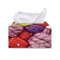 Colorful Wool Yarns Print Leather Tissue Box Cover