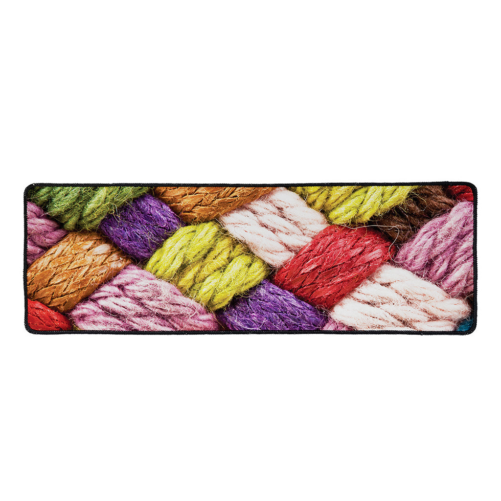 Colorful Wool Yarns Print Long Kitchen Mat