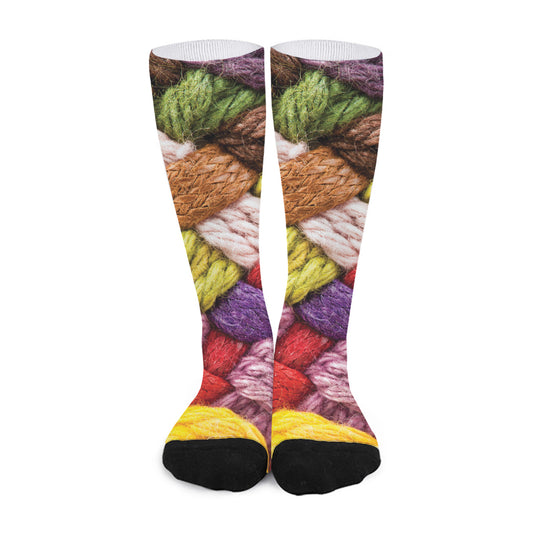 Colorful Wool Yarns Print Long Socks
