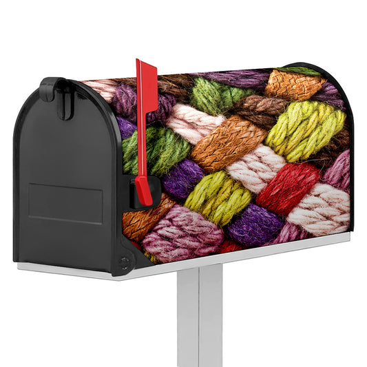 Colorful Wool Yarns Print Mailbox Cover