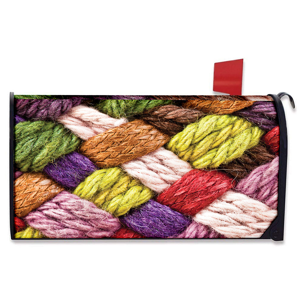 Colorful Wool Yarns Print Mailbox Cover