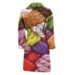 Colorful Wool Yarns Print Men's Bathrobe