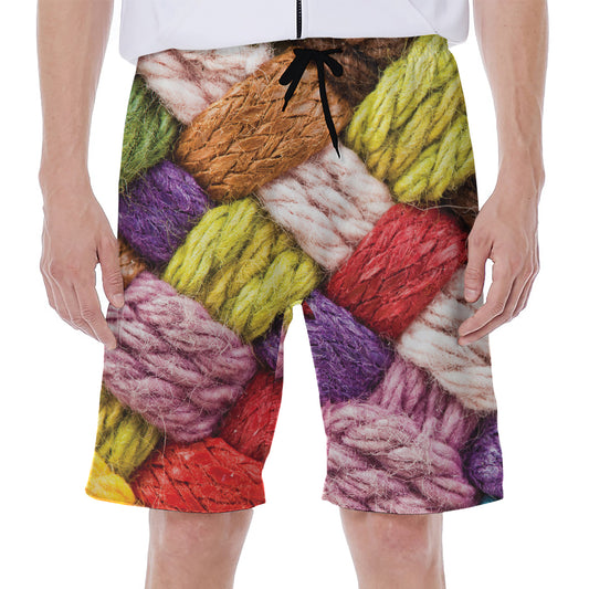 Colorful Wool Yarns Print Men's Beach Shorts