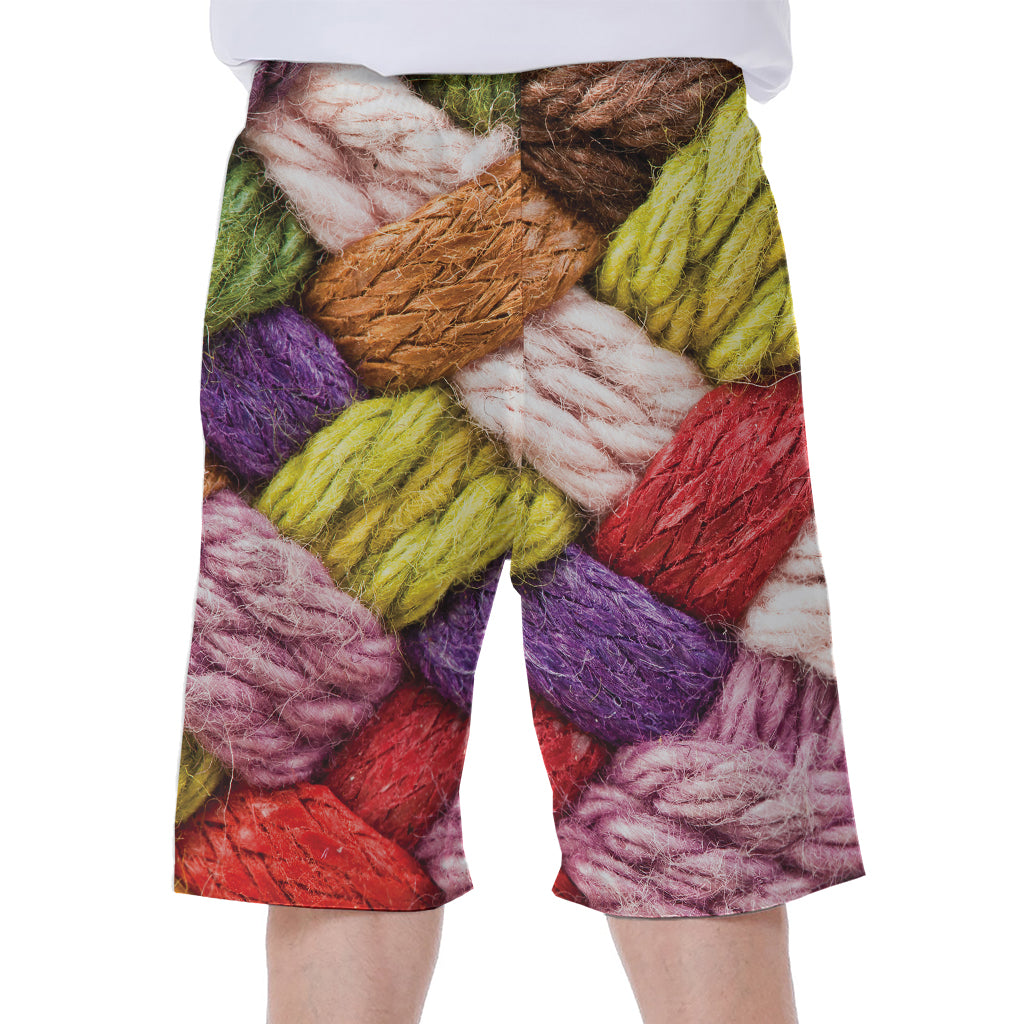 Colorful Wool Yarns Print Men's Beach Shorts