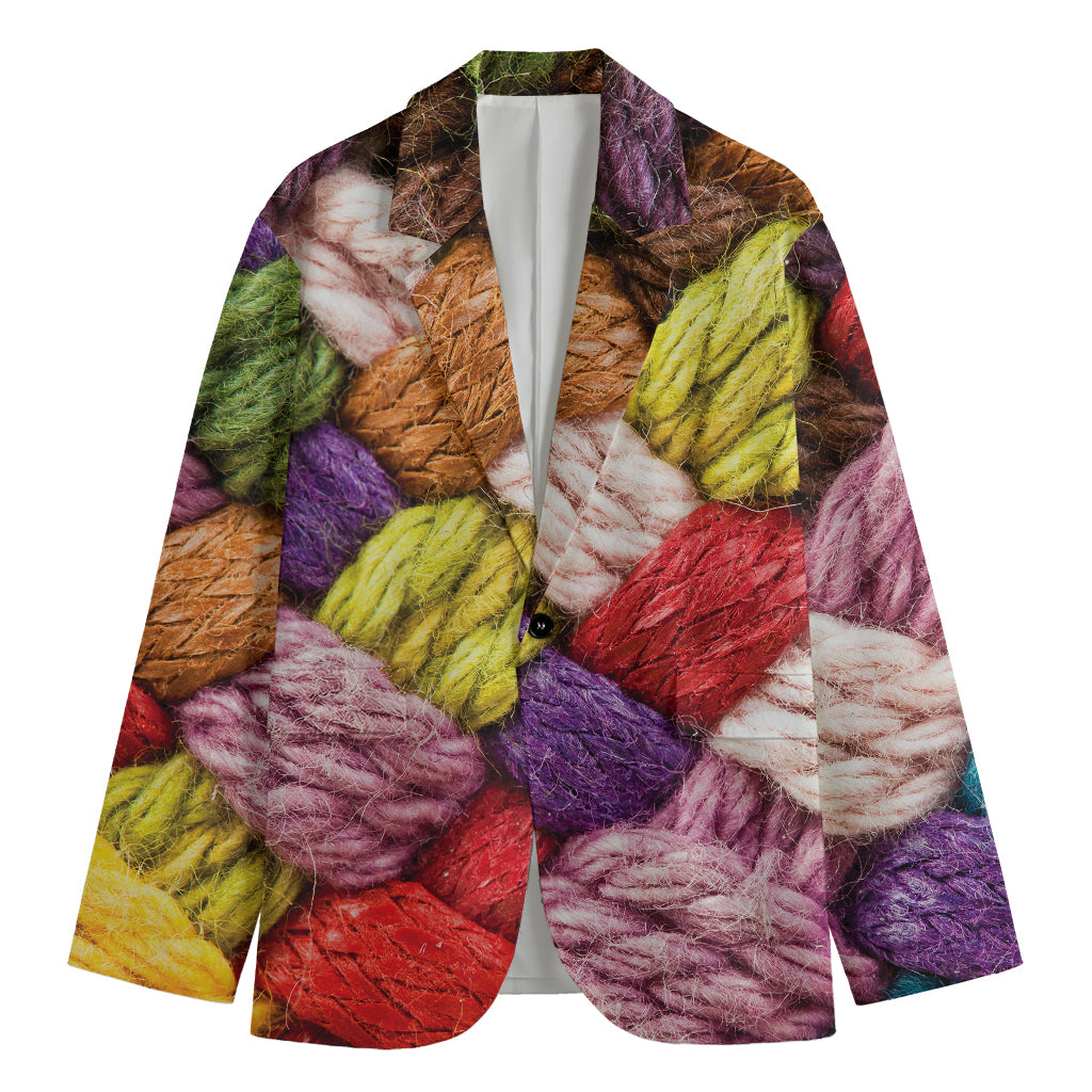 Colorful Wool Yarns Print Men's Blazer