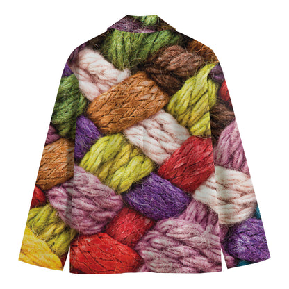 Colorful Wool Yarns Print Men's Blazer