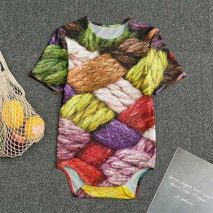 Colorful Wool Yarns Print Men's Bodysuit