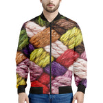Colorful Wool Yarns Print Men's Bomber Jacket