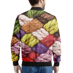 Colorful Wool Yarns Print Men's Bomber Jacket