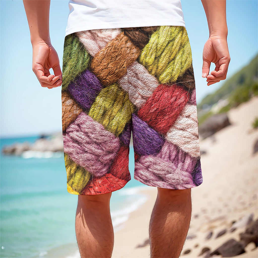 Colorful Wool Yarns Print Men's Cargo Shorts