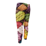Colorful Wool Yarns Print Men's Compression Pants