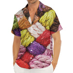 Colorful Wool Yarns Print Men's Deep V-Neck Shirt