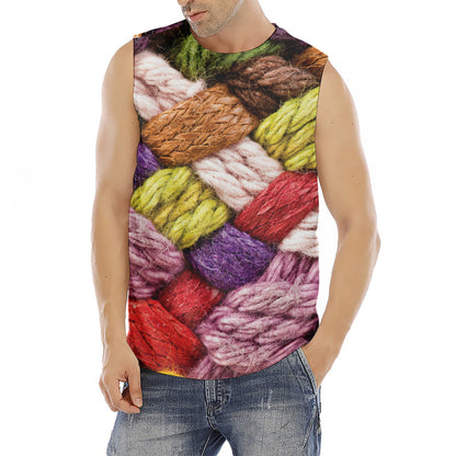 Colorful Wool Yarns Print Men's Fitness Tank Top