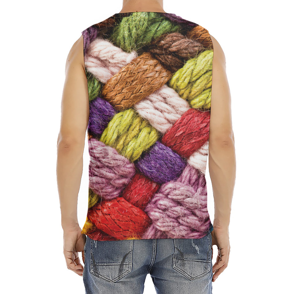 Colorful Wool Yarns Print Men's Fitness Tank Top