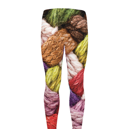 Colorful Wool Yarns Print Men's leggings