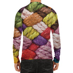 Colorful Wool Yarns Print Men's Long Sleeve Rash Guard