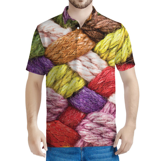 Colorful Wool Yarns Print Men's Polo Shirt