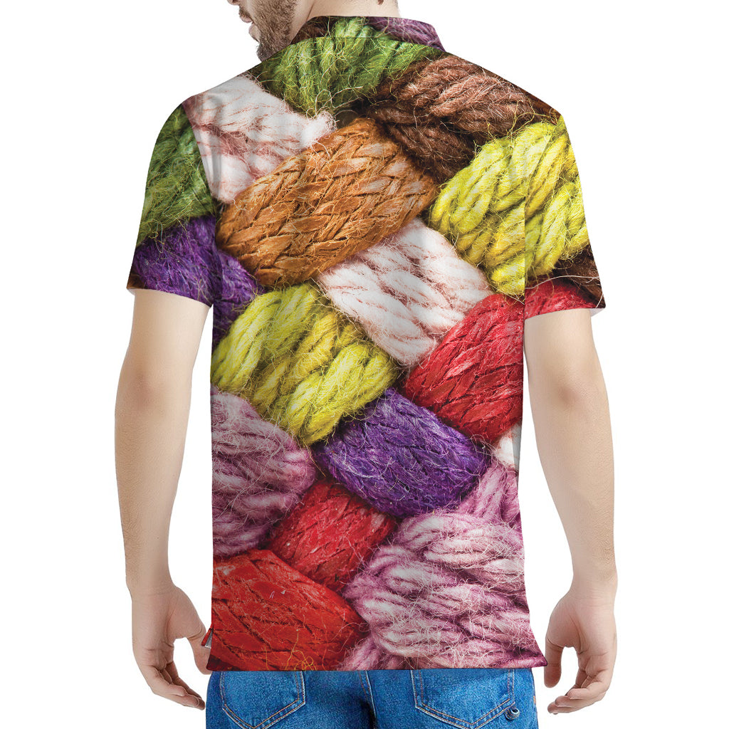 Colorful Wool Yarns Print Men's Polo Shirt