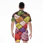 Colorful Wool Yarns Print Men's Rompers
