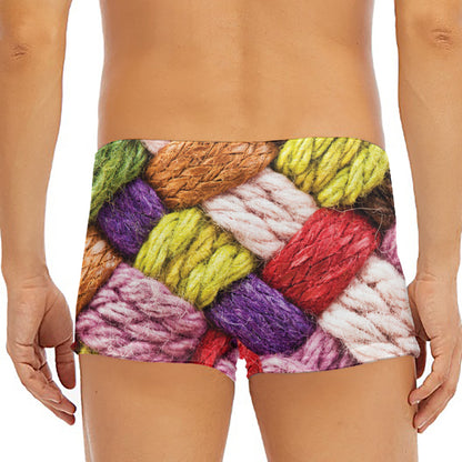 Colorful Wool Yarns Print Men's Short Boxer Briefs